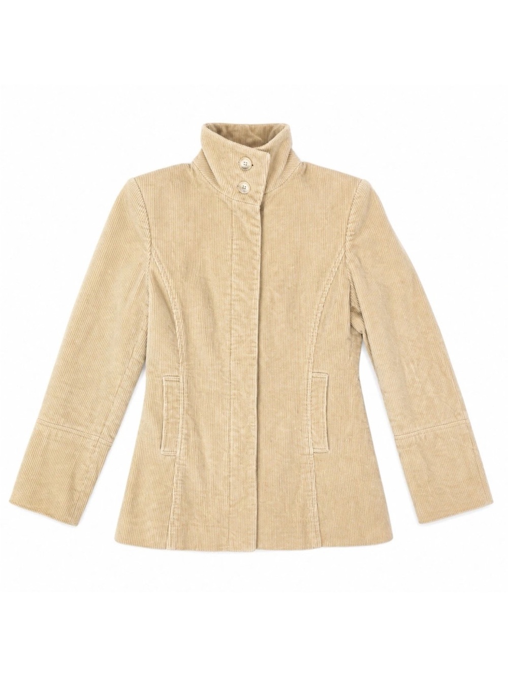Vintage Express Tan Corduroy Jacket Womens XS Quilted Lined Fitted Coat 5/6 - Picture 2 of 10